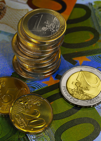 Euro Geldscheine und Münzen